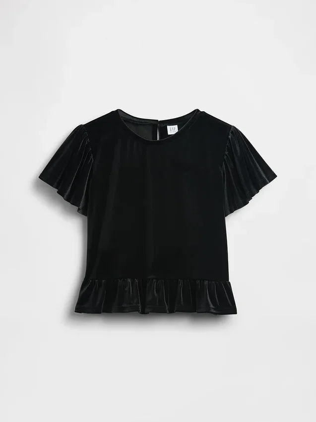 Velour-peplum-top for barn