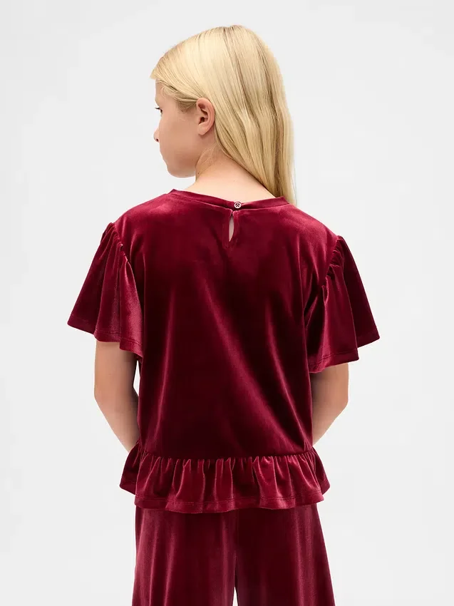 Velour-peplum-top for barn