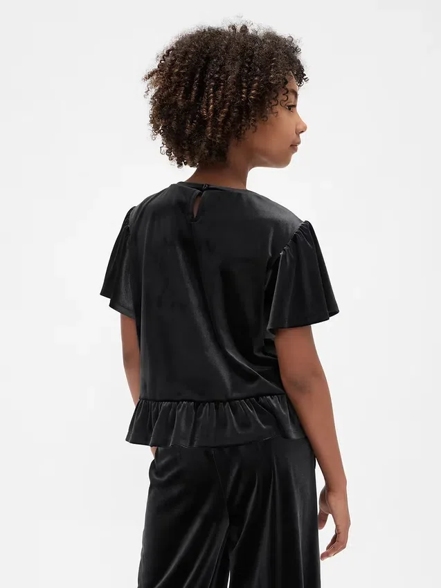 Velour-peplum-top for barn