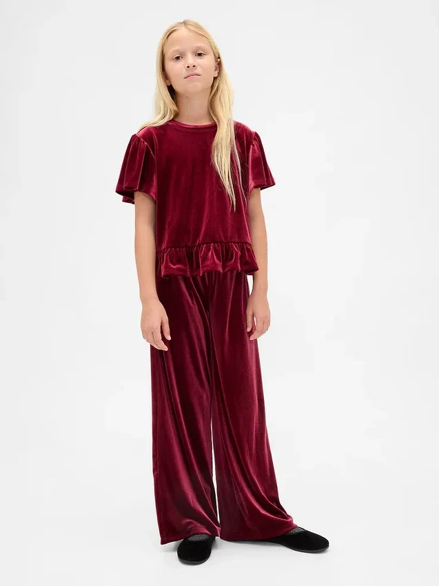 Velour-peplum-top for barn