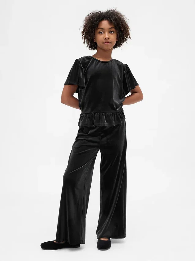 Velour-peplum-top for barn