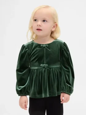 Velour-top med sløyfe for Baby og Småbarn