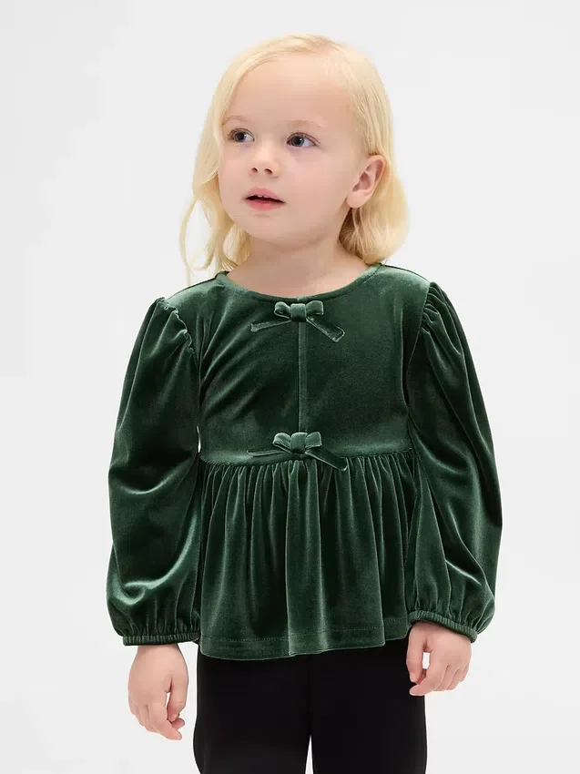 Velour-top med sløyfe for Baby og Småbarn