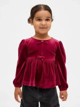 Velour-top med sløyfe for Baby og Småbarn
