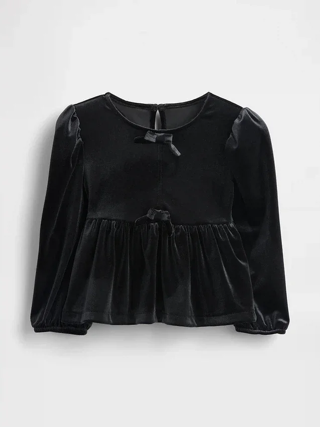 Velour-top med sløyfe for Baby og Småbarn