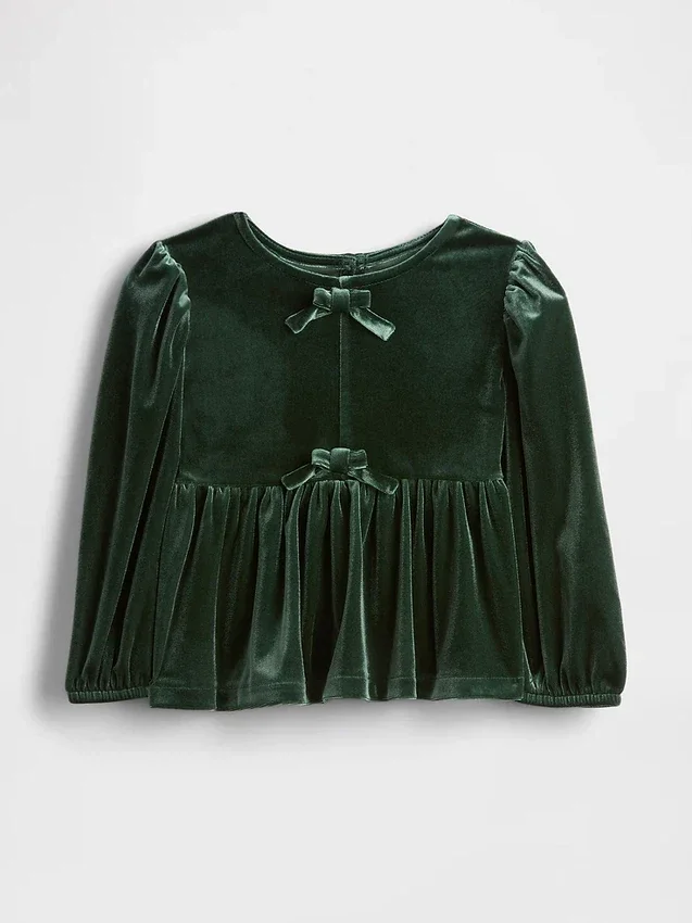Velour-top med sløyfe for Baby og Småbarn