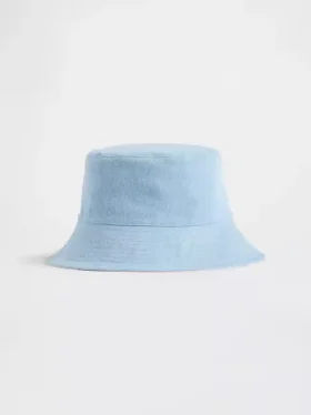 Vendbar denim-bøttehatt for barn