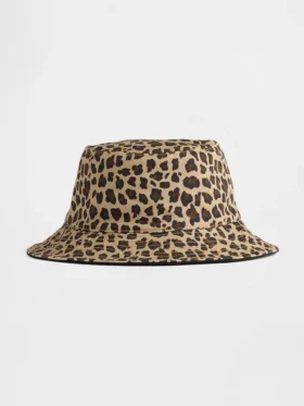Vendbar leopardmønstret bøttehatt for Baby og Småbarn