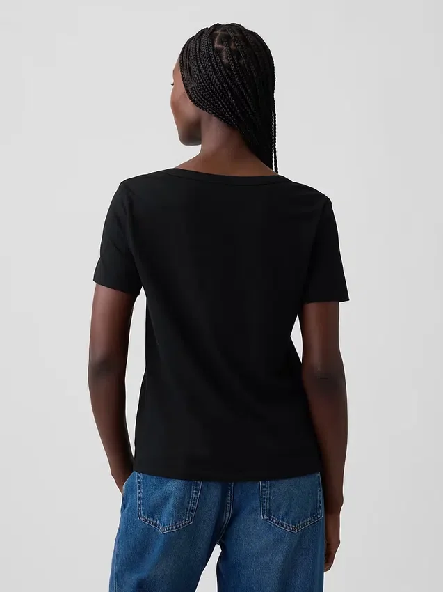 Vintage-myk T-skjorte i økologisk bomull med V-hals