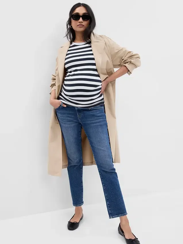 Vintage Slim-jeans med hel panel for mammaklær
