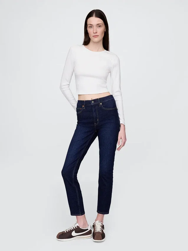 Vintage-slim-Jeans med høy midje