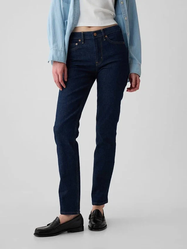 Vintage-slimjeans med middels høy midje