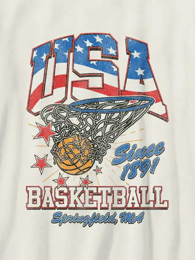 Vintage-T-skjorte med basketballmotiv for barn