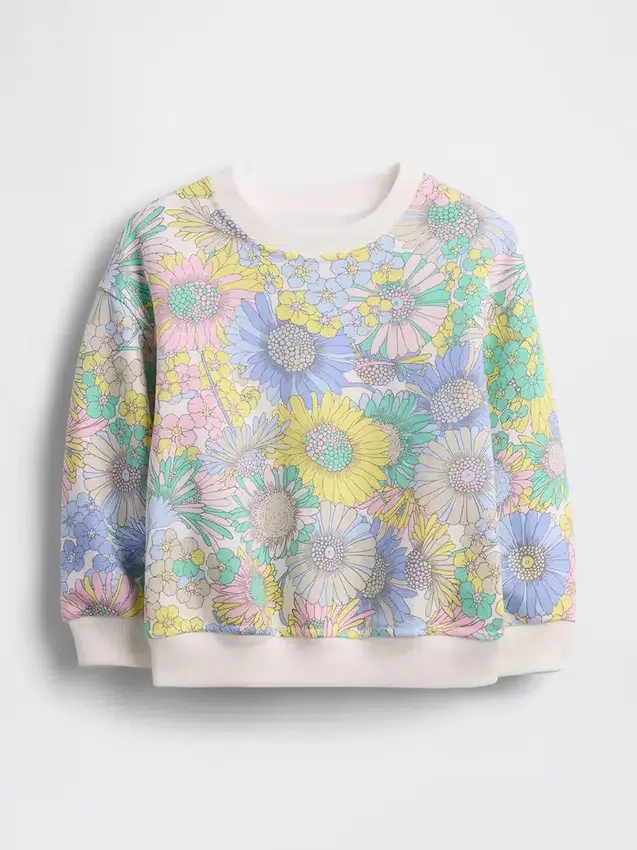 Vintagesoft-frotté-genser med blomstermønster for Baby og Småbarn