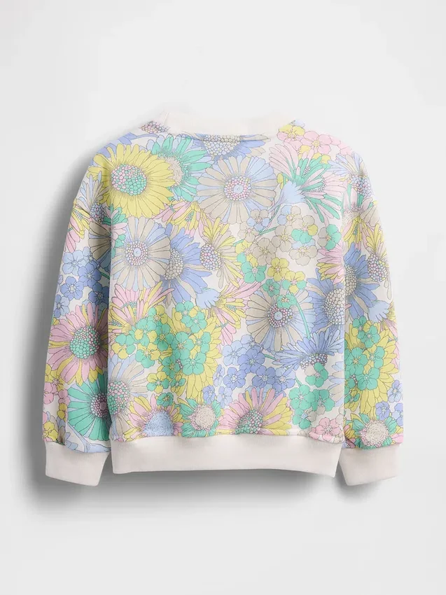 Vintagesoft-frotté-genser med blomstermønster for Baby og Småbarn