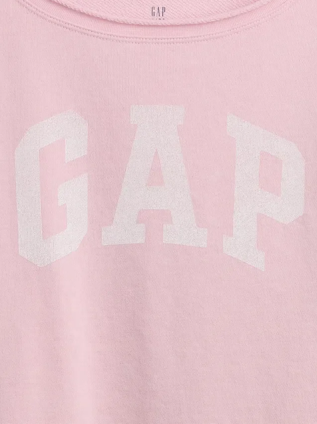 Vintagesoft-frotté-genser med bred hals og logo for barn