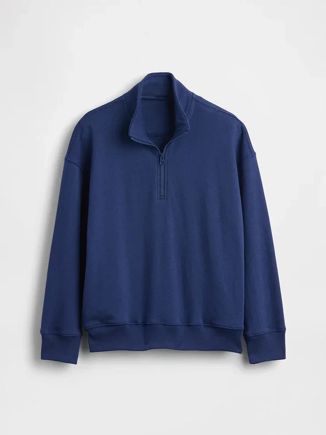 Vintagesoft-frotté-genser med halv glidelås for barn