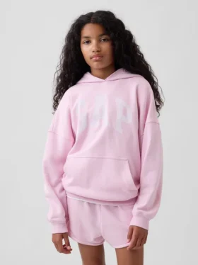 Vintagesoft-frotté-hettegenser i oversize-modell for barn