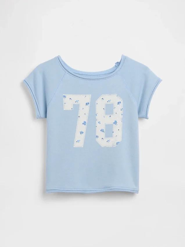 Vintagesoft-frotté-raglan-grafisk genser for barn