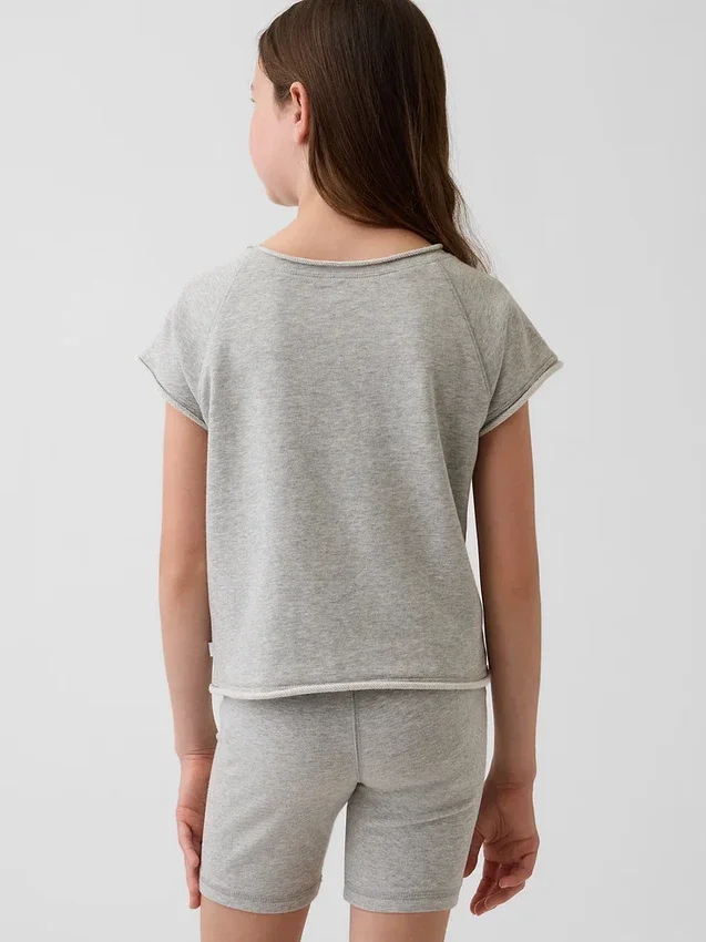 Vintagesoft-frotté-raglan-grafisk genser for barn
