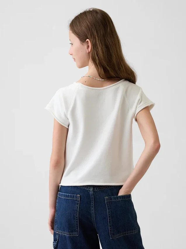 Vintagesoft-frotté-raglan-grafisk genser for barn
