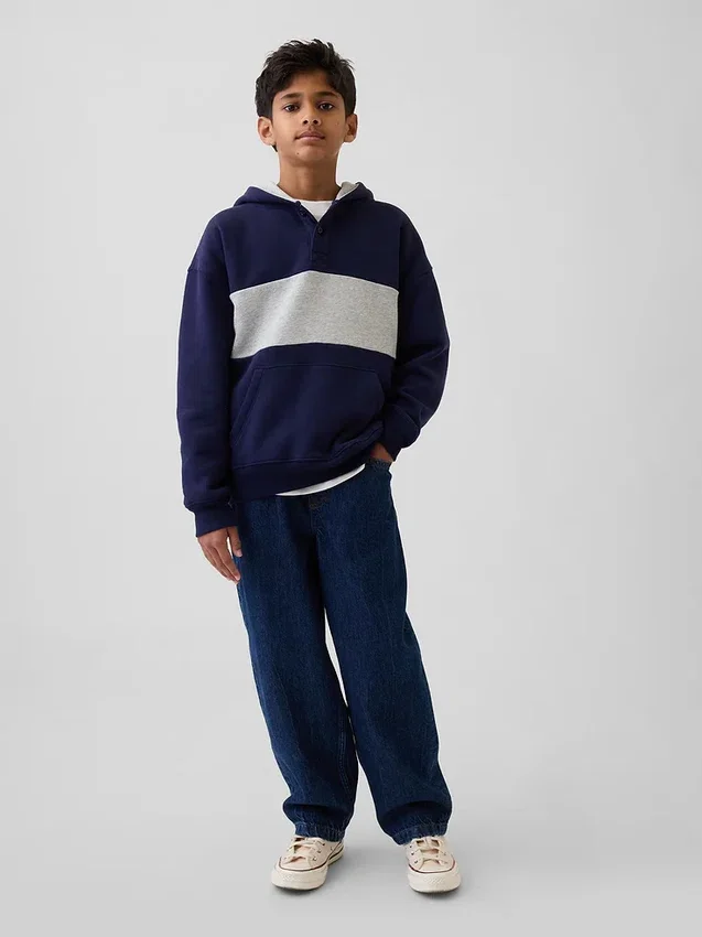 Vintagesoft-genser med avslappet passform og Henley-hals