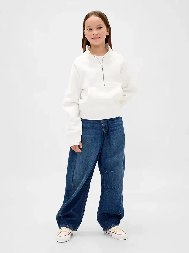 Vintagesoft-genser med halv glidelås for barn