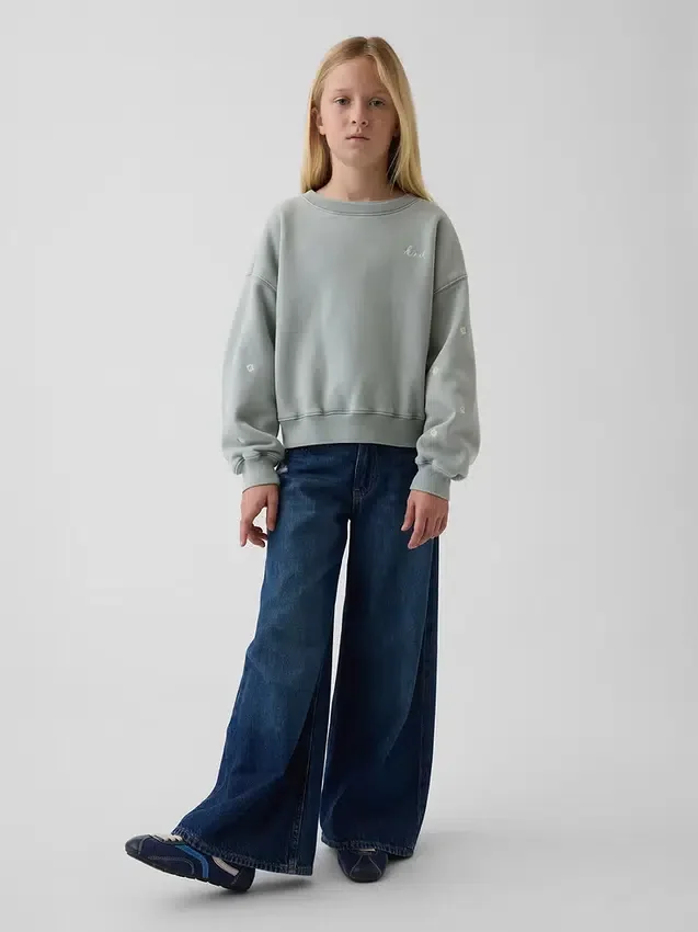 Vintagesoft-genser med kileformet hals og rund hals for barn
