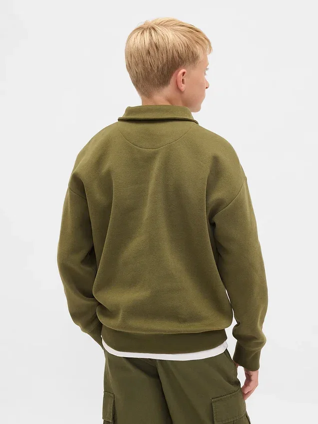 Vintagesoft-genser med kvart glidelås for barn