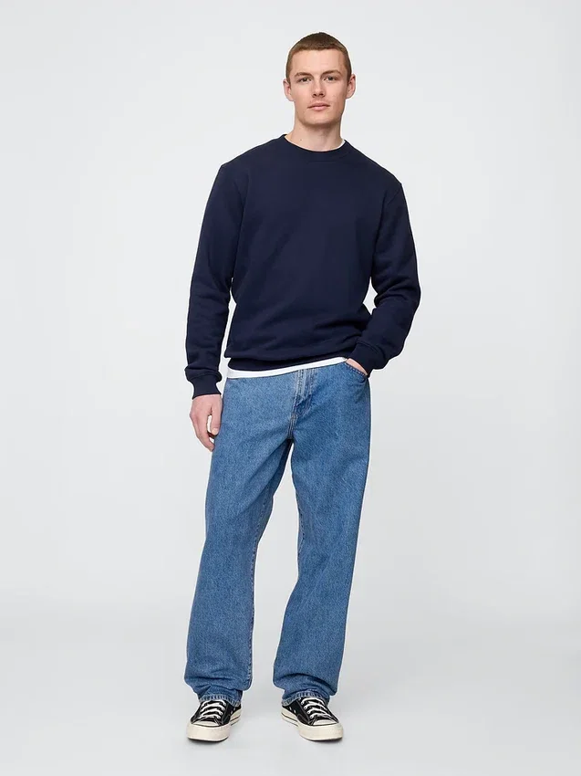 Vintagesoft-genser med rund hals for voksne