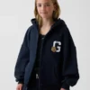 Vintagesoft-hettegenser med glidelås i oversize-modell for barn