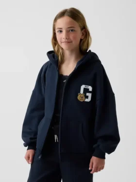 Vintagesoft-hettegenser med glidelås i oversize-modell for barn