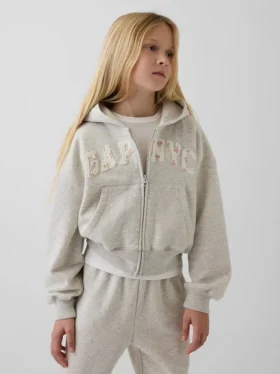 Vintagesoft-hettegenser med glidelås og oversized logo for barn