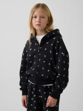 Vintagesoft-hettegenser med glidelås og oversized logo for barn
