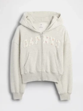 Vintagesoft-hettegenser med glidelås og oversized logo for barn