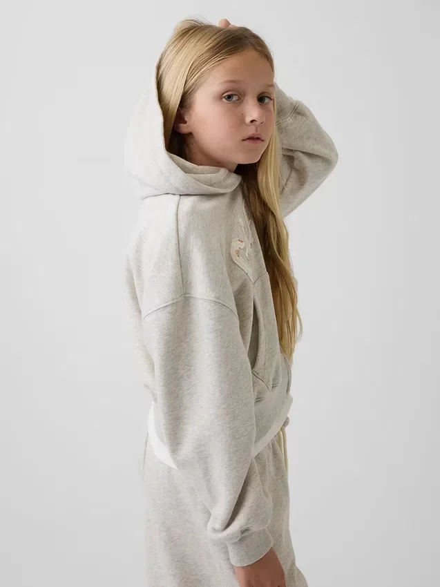 Vintagesoft-hettegenser med glidelås og oversized logo for barn