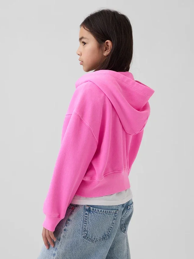 Vintagesoft-hettegenser med glidelås og oversized logo for barn