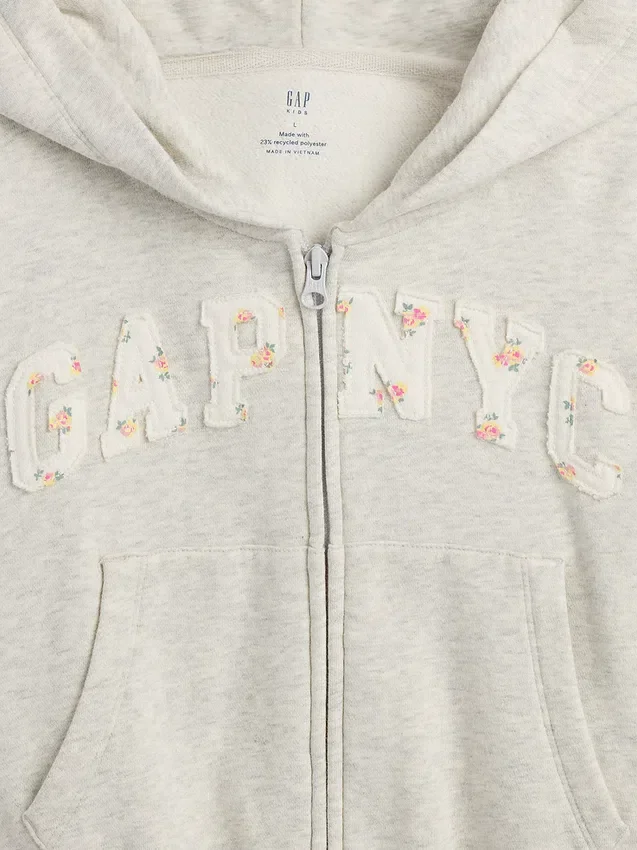Vintagesoft-hettegenser med glidelås og oversized logo for barn