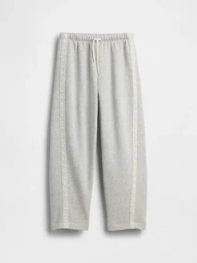 Vintagesoft-joggebukse for barn med avslappet passform og snøring med blonder