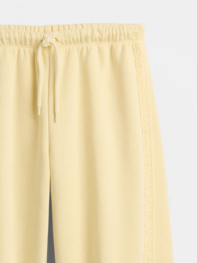 Vintagesoft-joggebukse for barn med avslappet passform og snøring med blonder