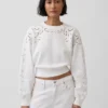 Vintagesoft oversized crop-sweatshirt med hullmønster
