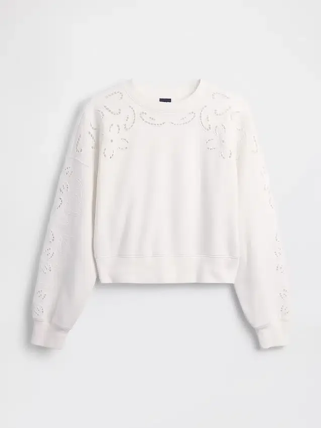 Vintagesoft oversized crop-sweatshirt med hullmønster