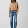 Vintagesoft oversized genser med halv glidelås og kileformet hals