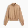 Vintagesoft oversized genser med halv glidelås og kileformet hals