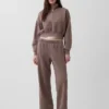 Vintagesoft oversized genser med halv glidelås og kileformet hals