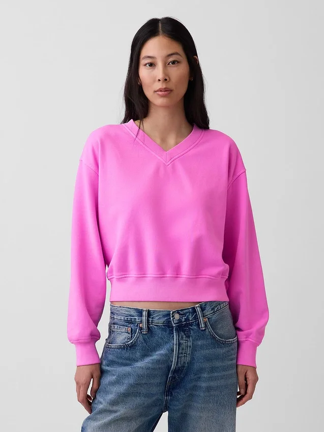 Vintagesoft oversized genser med V-hals