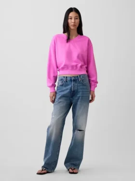 Vintagesoft oversized genser med V-hals