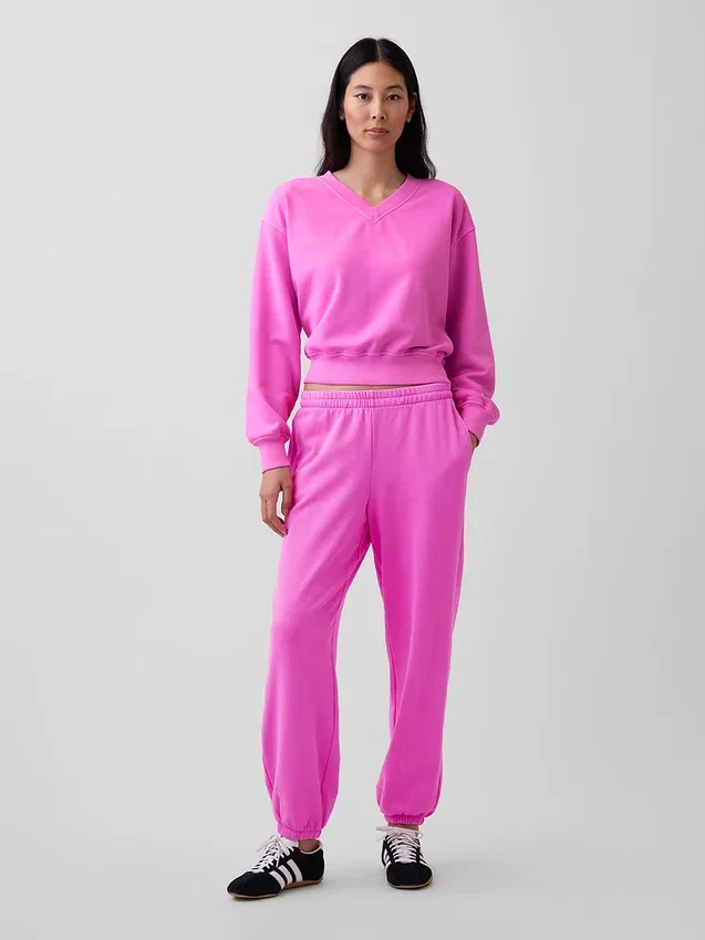 Vintagesoft oversized genser med V-hals