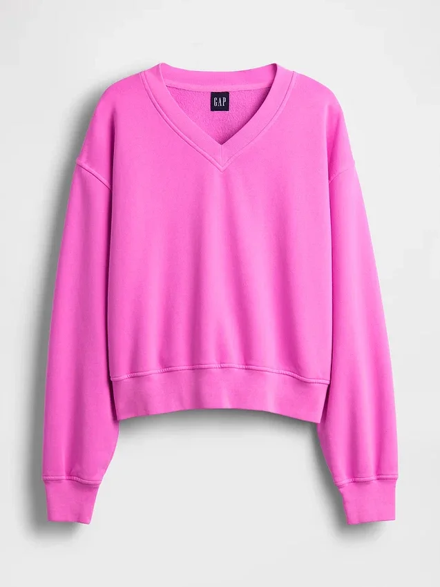 Vintagesoft oversized genser med V-hals