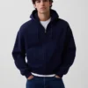 Vintagesoft oversized kort hettegenser med glidelås